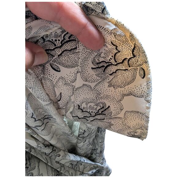 Vtg 1980s Positive Influence White Black Pointillist Floral Drape Midi Dress 7 8 - Picture 5 of 7